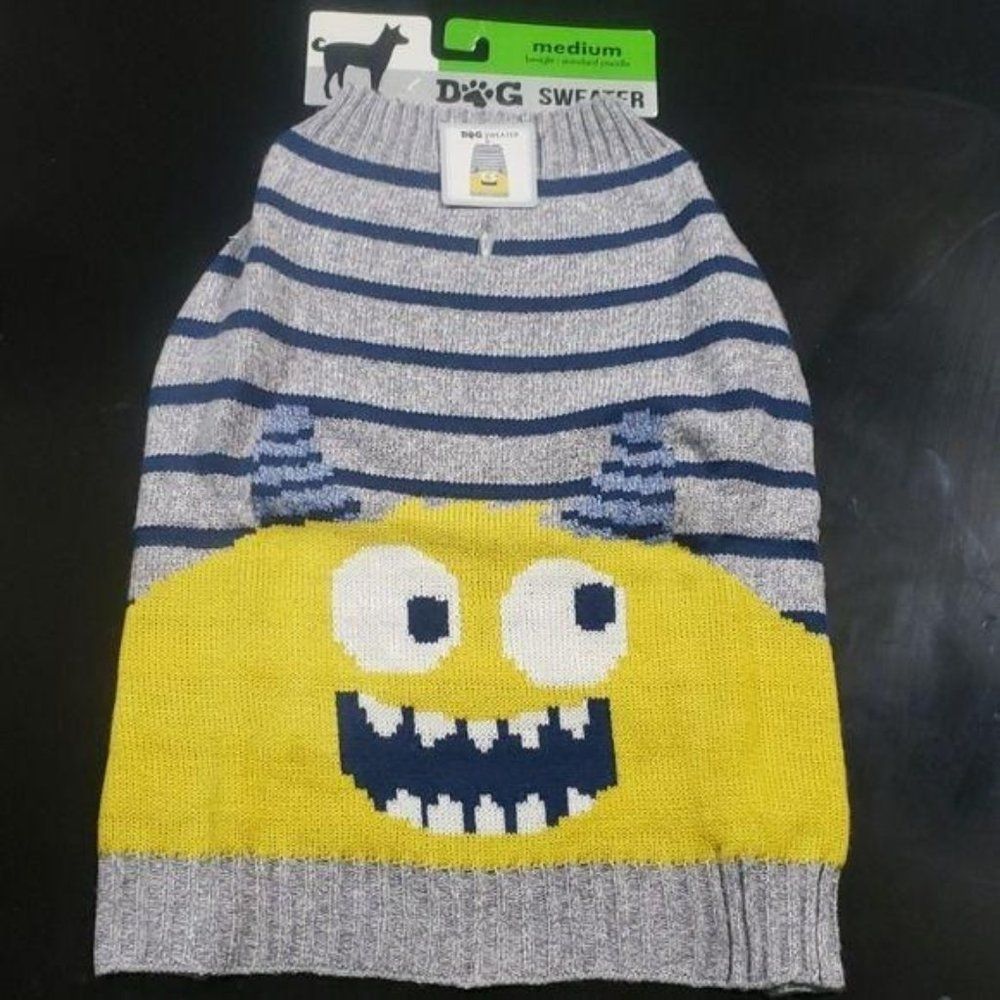 Monster knit gray yellow alien‎ dog sweater